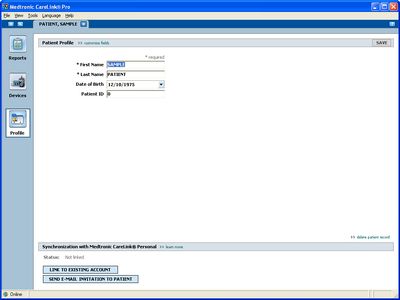 CareLink Pro patient profile screen