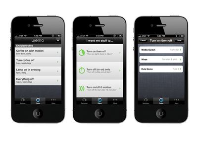 WeMo app rules management screen showing all automation rules